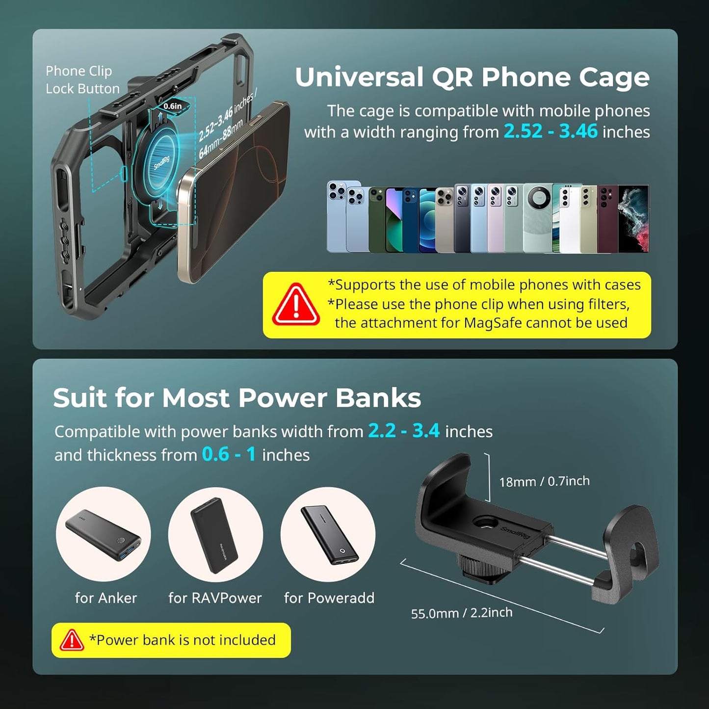 SmallRig x Brandon Li All-in-One Mobile Video Kit, Quick Release Universal Phone Video Rig Kit for iPhone for Samsung for Pixel, with Wireless Rotatable Handles for M.2 SSD w 67mm VND Filter - 4596