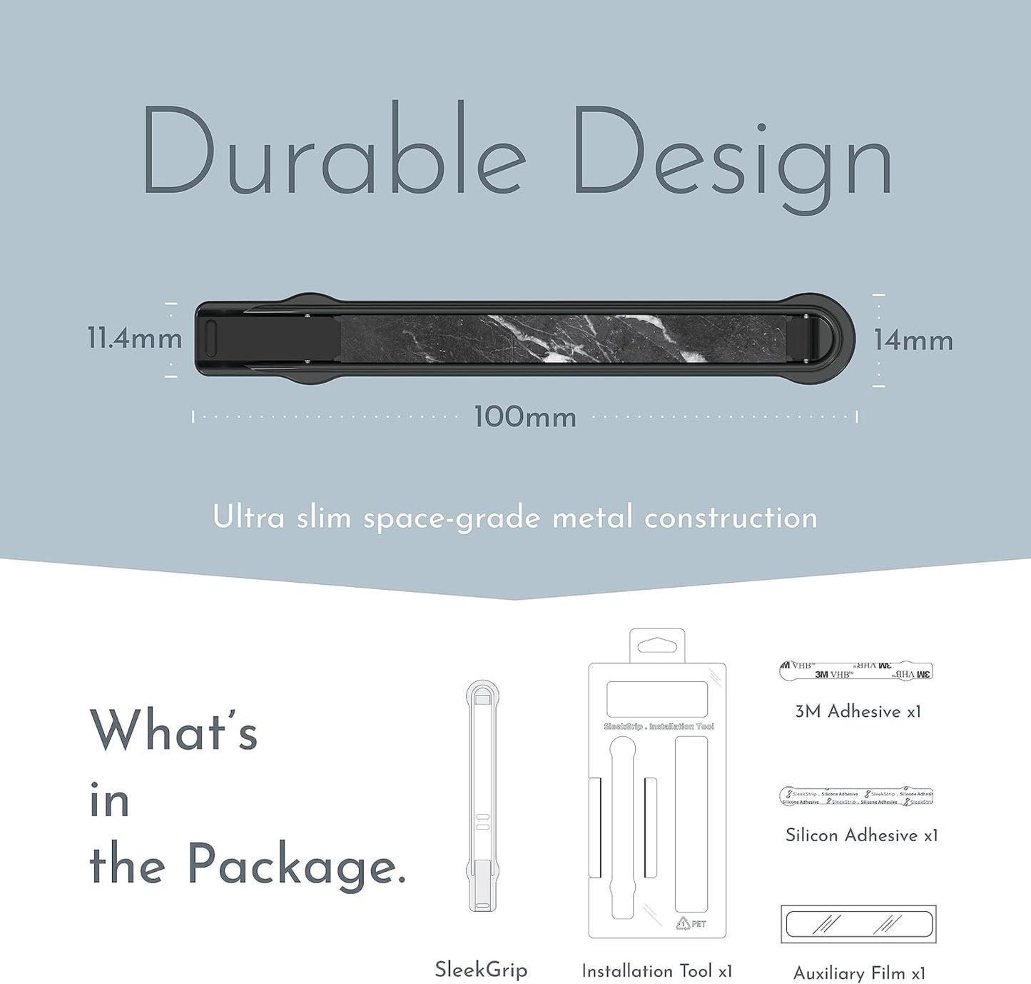 SleekGrip Premium, Swappable Phone Stand & Grip- Ultra Thin Convertible Grip Holder Fits Most iPhone and Android Cases, Phone Strap Compatible with Wireless Chargers and Car Mounts