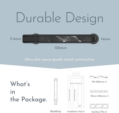 SleekGrip Premium, Swappable Phone Stand & Grip- Ultra Thin Convertible Grip Holder Fits Most iPhone and Android Cases, Phone Strap Compatible with Wireless Chargers and Car Mounts