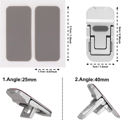 Bewudy 2 Pcs Portable Keyboard Riser With Dual Tilt Angle Adjustment, Foldable Laptop Stand, Mini Computer Stand for Desk, Self-Adhesive Feet for Most Keyboards (Silver)