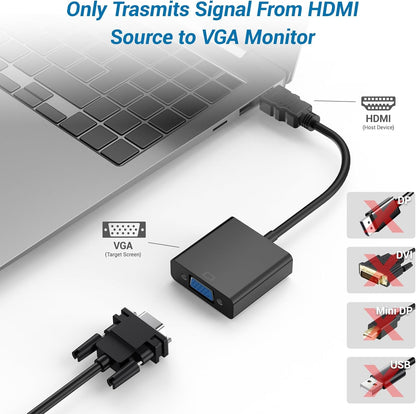 Half-Dozen HDMI to VGA Adapter, 6PCS HDMI to VGA Unidirectional Converter (Male to Female), Compatible with Computers, desktops, laptops, PCs, Monitors, projectors, HD TVs