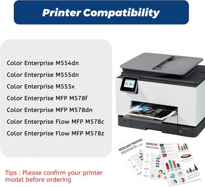 212A Cyan Toner Cartridge,Compatible Replacement for HP 212 A W2121A 212X W2120X, For HP Color Laserjet Enterprise M554 m554dn M555 M555dn Flow MFP M578 Printer, With Upgraded Chip,No Fading,No Streak