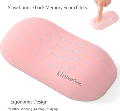 UnivoColors Design-Wave Wrist Rest, Artificial Sheepskin+Memory Foam+Ergonomic+Anti-Slip Gel, Resilience Support During Work and Gaming,Mouse Accessory,Pink