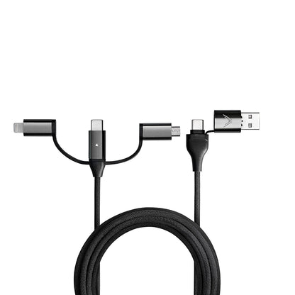 Futurizta Tech [Upgraded] Zeus-X 6-in-1 Universal Multi Cable (10ft/3m) Fast Charging 60W Laptop PD, QC3.0 & 27W iPhone Fast Charging & Data Sync, Military Grade Braided with Cable Organizer Strap