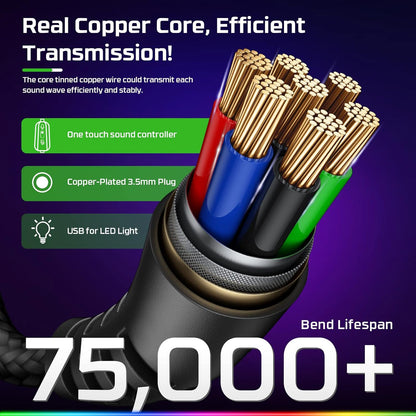 FC200 PC Gaming Headset for PS4, PS5, Switch, Xbox One, Mac, Noise Canceling Headphones with Microphone, Computer Headset with 3.5mm Jack & RGB Light