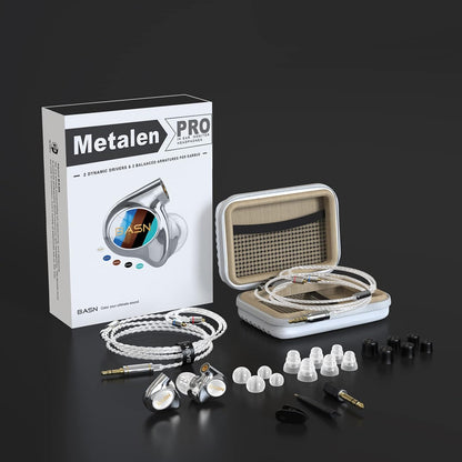 BASN Metalen PRO 4 Drivers in-Ear Monitors Headphones for Musicians, Noise Isolating Enhanced Bass Sound Earphones with CNC Metal Craft Shell, Wired Upgraded Detachable MMCX Cables(White)