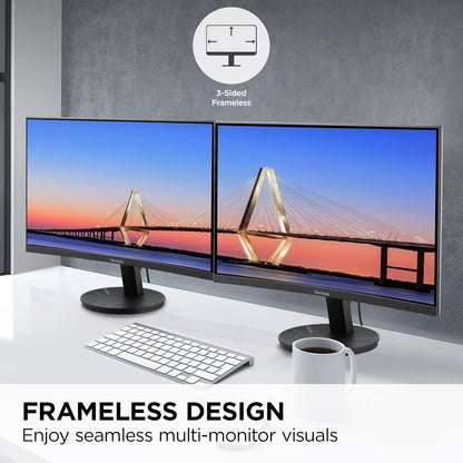ViewSonic VA2416C 24 Inch Full HD 1080p Frameless Curved Monitor with Variable Refresh Rate, Eye Care, HDMI, and DisplayPort Inputs for Home and Office