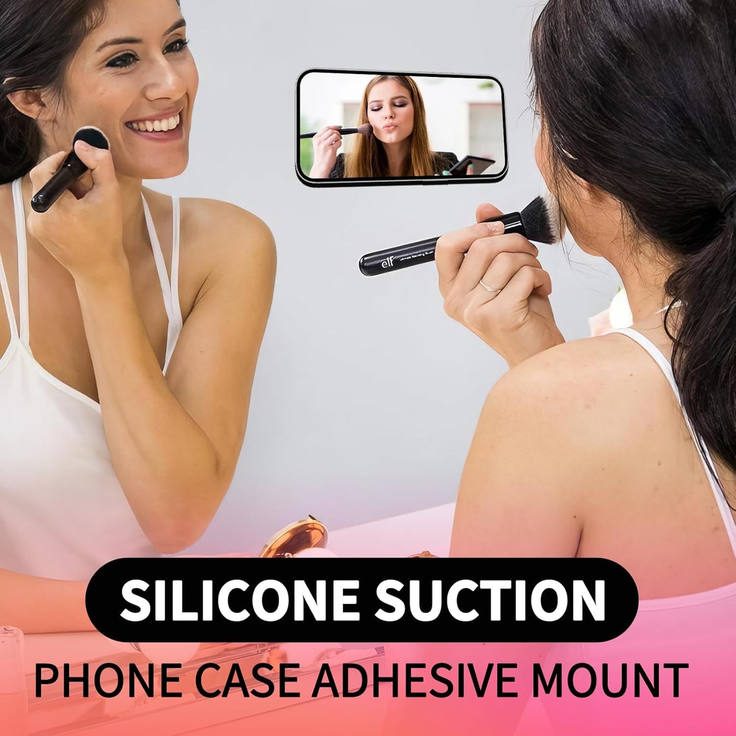 ZYCCER Double Sided Silicone Suction Phone Holder Mount,Compatible with iPhone and Android Cases Hands-Free Mirror Shower Phone Mount Strong Grip Holder (Light Blue, Single Sided 1PCS)