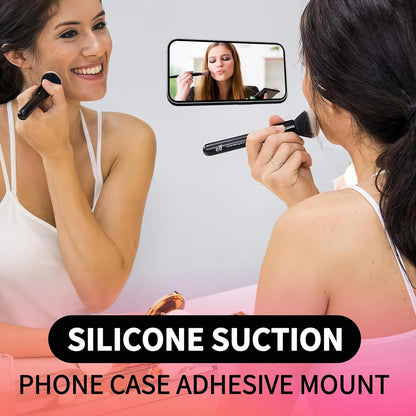 ZYCCER Double Sided Silicone Suction Phone Holder Mount,Compatible with iPhone and Android Cases Hands-Free Mirror Shower Phone Mount Strong Grip Holder (Light Pink, Single Sided 1PCS)
