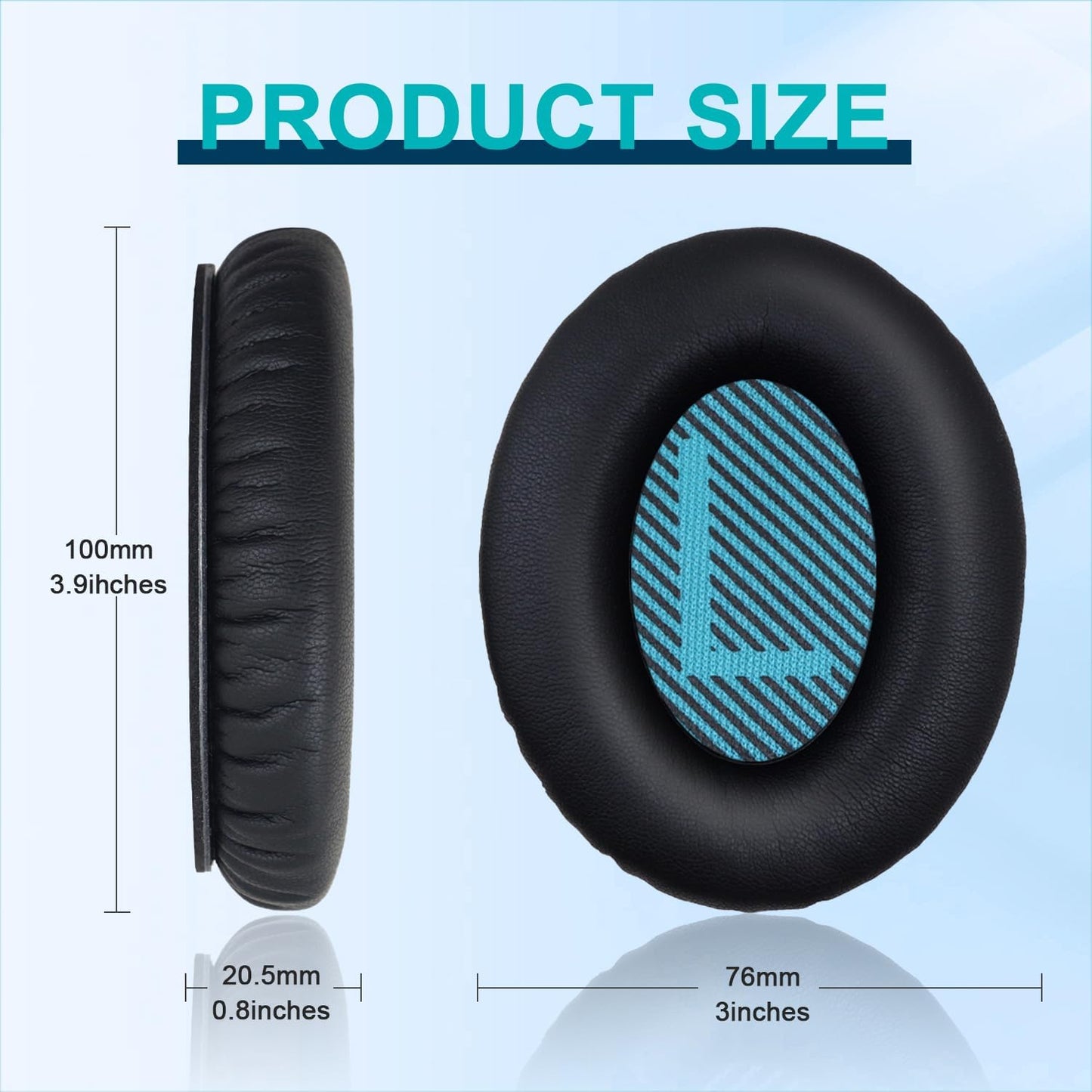 Replacement Earpads Cushions for Bose QuietComfort 35 & Quiet Comfort 35 II, Headphones Ear Covers Ear Pads for Bose QC35/QC35II/25/15 QC2 / Ae2 / Ae2i / Ae2W / Sound Link/Sound True-Black&Blue
