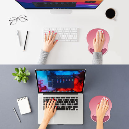 ITNRSIIET Ergonomic Mouse Pad with Comfort Gel Wrist Rest, Non-Slip PU Base, Smooth Textured Surface, Reduces Hand Fatigue & Wrist Pain, 8.7 x 7.2 Inch for Office Gaming Home, Pink Ombre