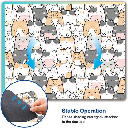 Kawaii Mouse Pad, Cute Cats Mouse Mat, Square Waterproof Non-Slip Rubber Base Computer MousePads for Desk Office Laptop