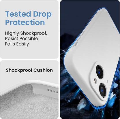 FireNova Designed for iPhone 15 Plus Case, Silicone [Camera Protection] Case with [2 Screen Protectors], Soft Anti-Scratch Microfiber Lining Inside, 6.7 inch, White