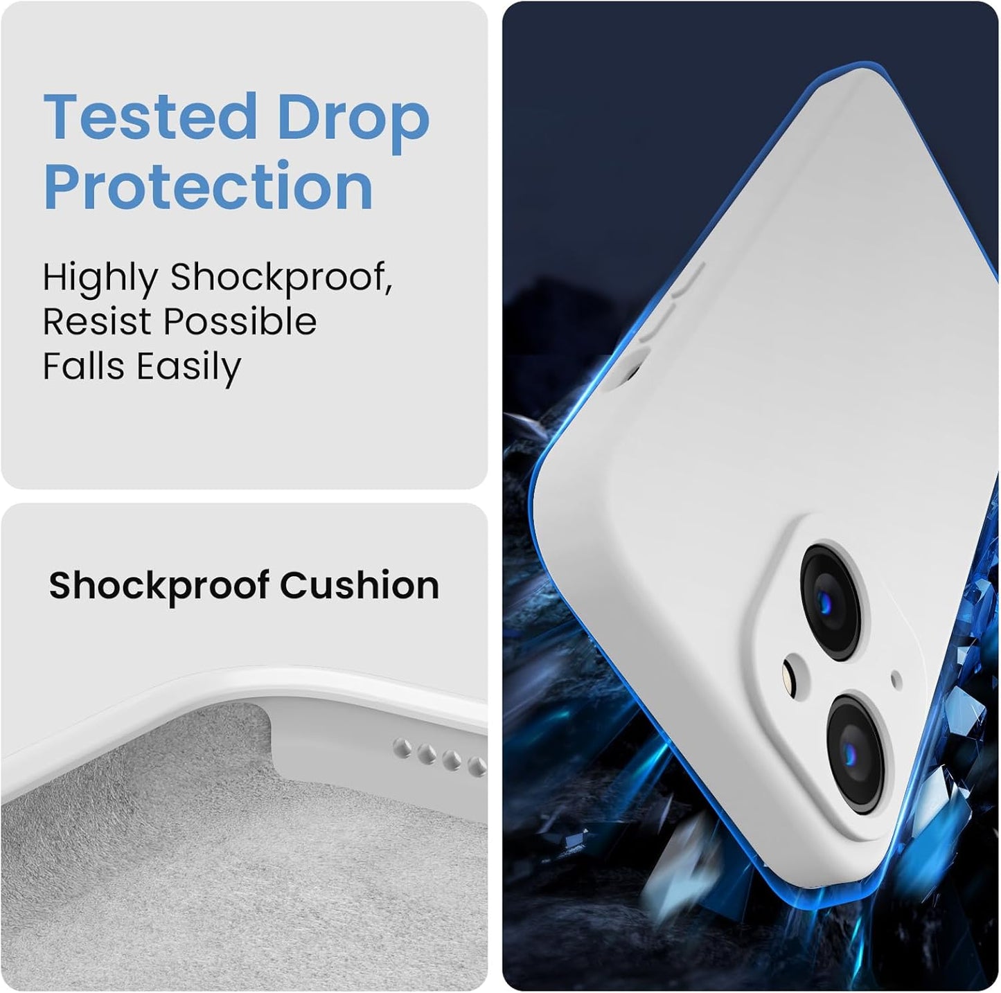 FireNova Designed for iPhone 15 Case, Silicone Upgraded [Camera Protection] Phone Case with [2 Screen Protectors], Soft Anti-Scratch Microfiber Lining Inside, 6.1 inch, White