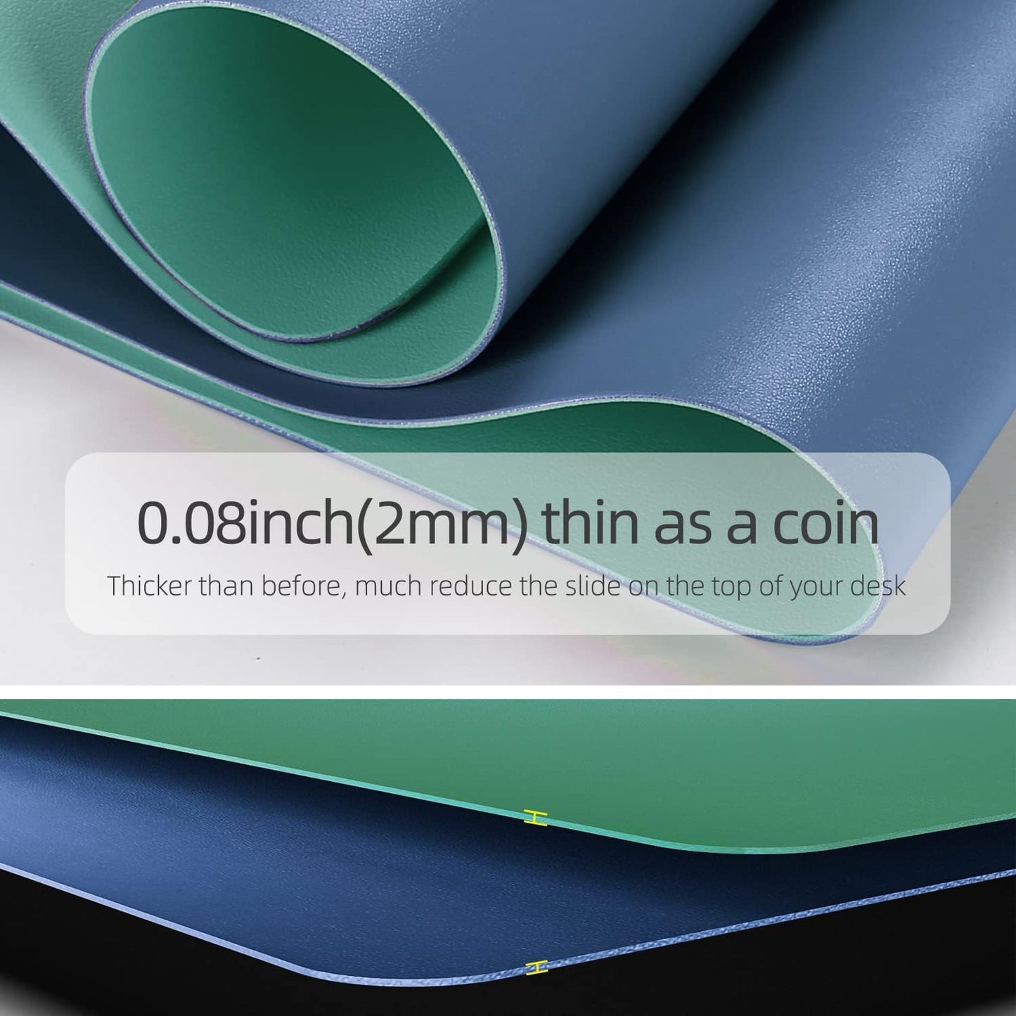 YSAGi Dual-Sided Laptop Desk Mat, 31.5" x 15.7", Waterproof Leather Writing Pad for Office and Home (Azure Blue+Green)