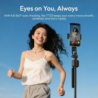 ULANZI TT23 64" Auto Face Tracking Tripod for iPhone/Android with Remote, 360°Rotating Selfie Stick That Follows Your Movement, Facial Recognition Tripod for iPhone/Android/Camera/GoPro