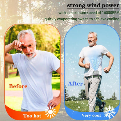 CAZOKASI Personal Fan 10000mAh Waist Portable Rechargeable Wearable Hand Free, 6-40hours Wearable Cooler Fan for Traveling Working Outdoor Office (10000mAh / Green)