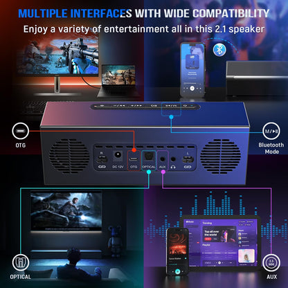 FIFINE Computer Speakers System with Subwoofer, Gaming Speaker for PC with RGB, Volume Control, Monitoring, 3.5mm Aux Input, AC Powered Speakers for Desktop Mobile TV-AmpliGame A22