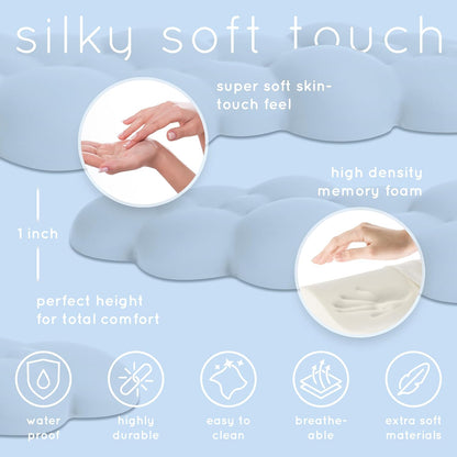 Qloud Cloud Wrist Rest Keyboard Wrist Rest for Computer Keyboard Pad, Cloud Keyboard Wrist Rest, Wrist Pad for Keyboard, Memory Foam, Non Slip Base, Comes with Mouse Pad - Light Blue