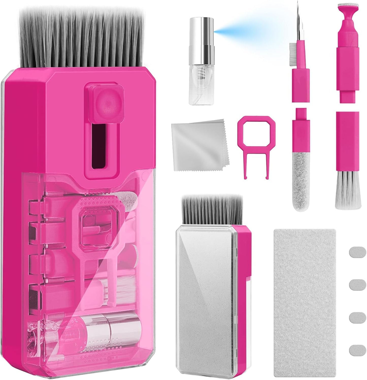 Ordilend Keyboard Cleaner Laptop Cleaning Kit, Car Accessories for Women Interior, Desk Accessories Office Supplies for Women, Patented Camera Cleaning Kits, HotPink