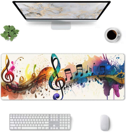 Gaming Mouse Pad, Large Non-Slip Rubber Base Mousepad, Keyboard Mouse Mat, Desk Pad with Stitched Edges, 31.5x11.8inch, Music Note