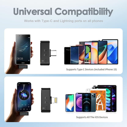 Wireless Lavalier Microphone for iPhone/Android with Lightning/USB C(2 TX+2 RX+Charging Case), Mini Microphone with Noise Cancellation, 35H Battery, Clip on Lapel Mic for Video Recording Vlog