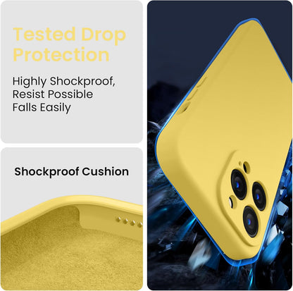FireNova for iPhone 14 Pro Case, Silicone Upgraded [Camera Protection] Phone Case with [2 Screen Protectors], Soft Anti-Scratch Microfiber Lining Inside, 6.1 inch, Yellow