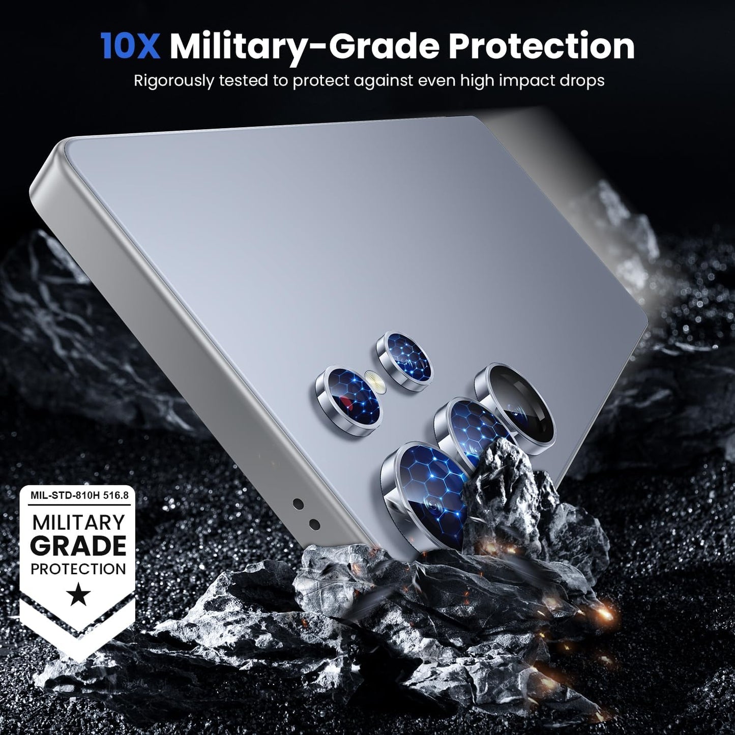 WSKEN for Samsung Galaxy S25 Ultra Camera Lens Protector - Ultra Thin Case Friendly, 9H Shatterproof Tempered Glass with Aluminum Metal Circle Camera Screen Protector Cover Accessories, Blue