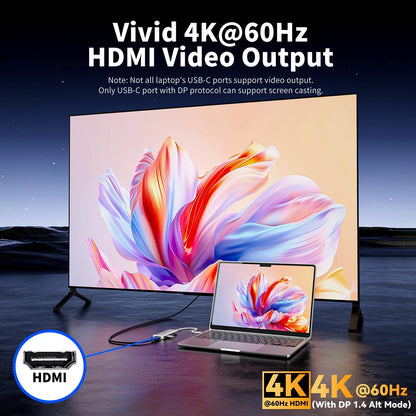 USB C Hub 8 in 1 Multiport Adapter, 3 USB 3.2 Gen 2 Ports with 10Gbps, 3 USB-A 3.0 5Gbps, 4K@60Hz HDMI, 100W PD, USBC Splitter for MacBook Pro, iPad Pro, Mac mini and More(Not Support USB-C Monitor)