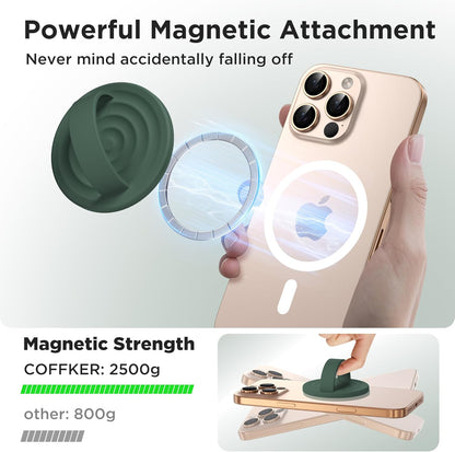 Magnetic Phone Ring Grip Holder, Silicone Finger Loop Grip, Compatible with MasSafe, Back of Phone for iPhone Pro Max/Plus/16/15/15/14/13/12 Series, Alpine Green