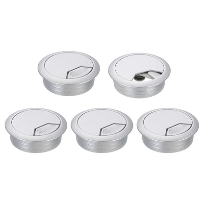 uxcell 5 Pcs 50mm (1.97 Inch) Desk Grommet, Plastic Cable Hole Cover, Wire Cord Cable Organizer for Home Office Computer Desk Cabinet, Silver