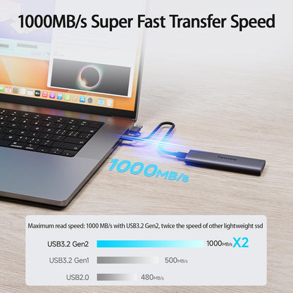 fanxiang 500GB External SSD - Portable SSD External Solid State Drive, 1000MB/s, USB 3.2 Gen2 Type-C, Aluminum Alloy, External Hard Drive for iPhone15/16,Android, Mac, Windows -PS1008