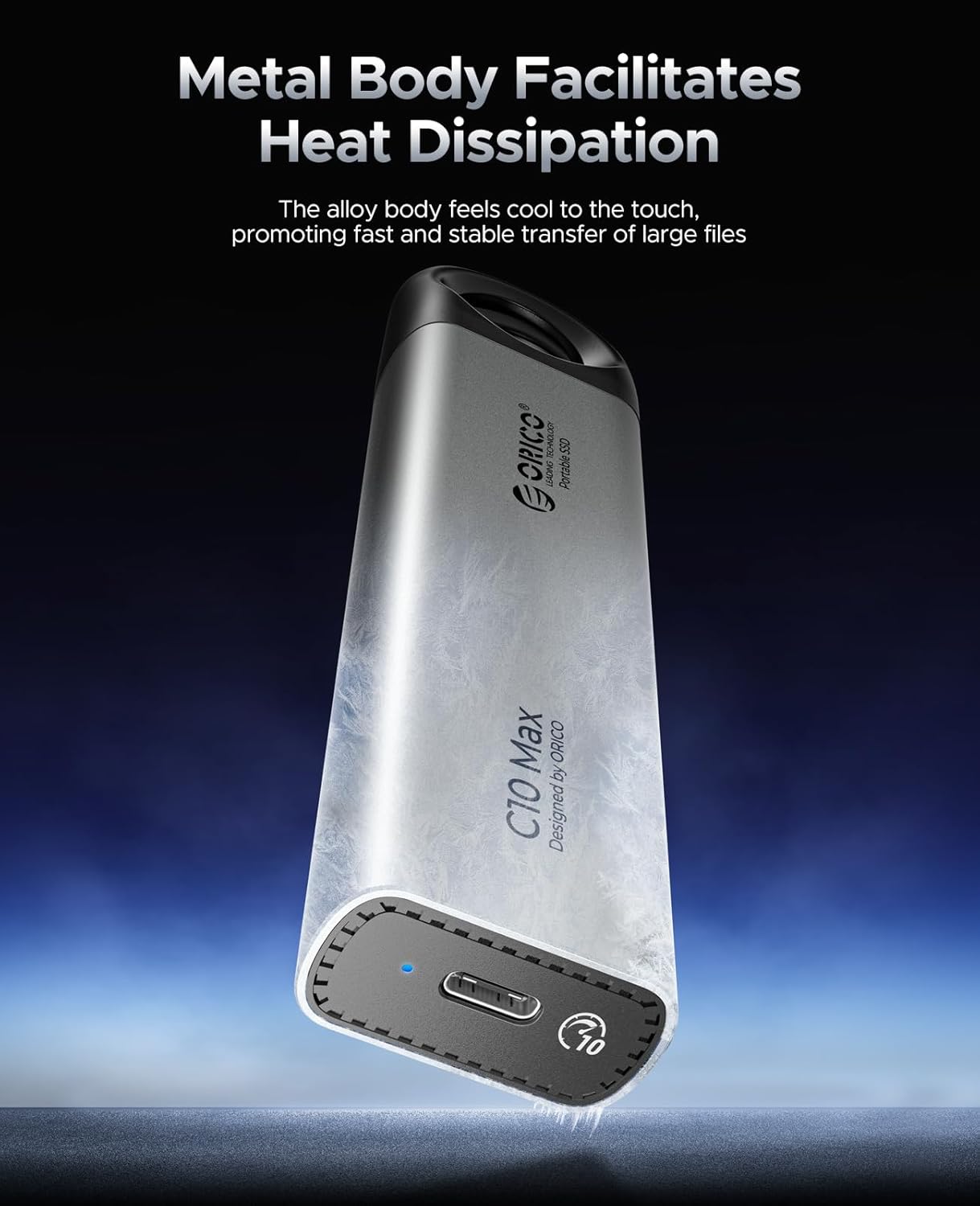 ORICO 4TB Portable SSD Up to 800MB/s, Hanging Hole Design External Solid State Drive, 2 in 1 USB C&A Cable, Durable Storage for Type-C Smartphone, Tablets, Laptops, for Content Creators - C10Max