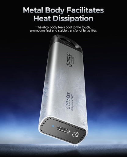 ORICO 4TB Portable SSD Up to 800MB/s, Hanging Hole Design External Solid State Drive, 2 in 1 USB C&A Cable, Durable Storage for Type-C Smartphone, Tablets, Laptops, for Content Creators - C10Max