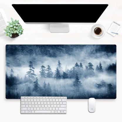 Forest Nature Scenery Mountain Desk Pad Extra Large 31.5"x15.7" Gaming Mouse Pad XL Keyboard Mat for Office Laptop Computer Desk Decor