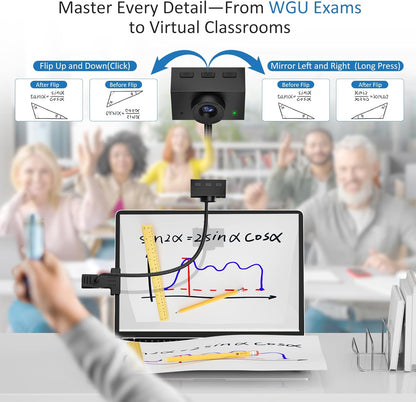 Eye Contact Web Camera for Desktop Computer – 1080P USB Camera with Microphone & Stand, Center Cam for Laptop or Desktop, Manual Focus, Plug & Play for macOS & Windows（Black）