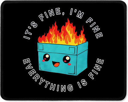 ITNRSIIET Mouse Pad with Stitched Edge Premium Textured Smooth Precise Operation Waterproof Washable Non-Slip Rubber Base Desktop Protection Mat, 10.2×8.3×0.12 inches, Cute Dumpster