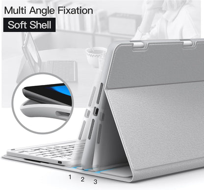 JETech Keyboard Case for iPad 10.2-Inch (2021/2020/2019 Model, 9th/8th/7th Generation) with Pencil Holder, Magnetic Detachable Bluetooth Wireless Keyboard, Soft TPU Back Stand Cover (Silver)