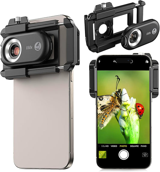 Kolertron Mobile Phone Microscope Lens, Universal with LED Ultraviolet lamp and CPL, Portable Digital Microscope Camera Accessory, Suitable for 90% iPhone/Android Phones (Note: Compatible)