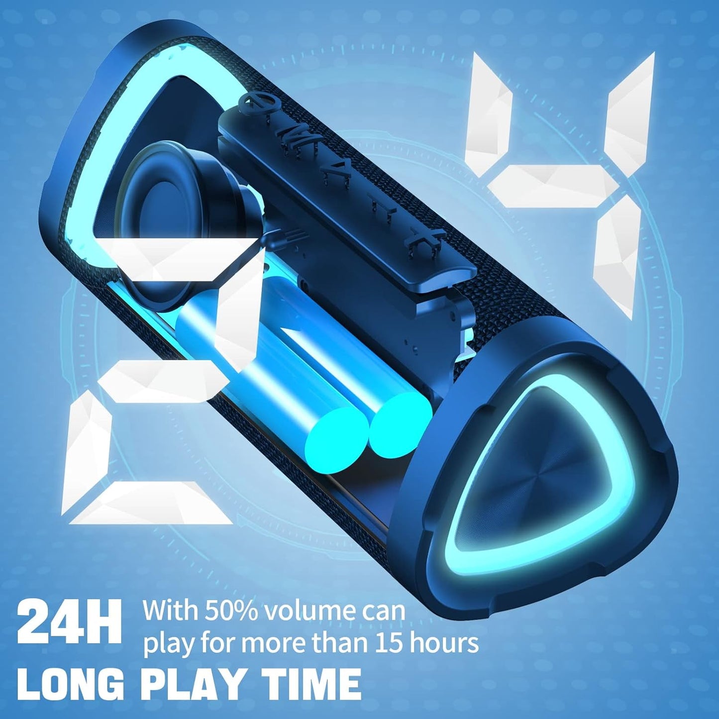 Vanzon Bluetooth Speakers V40 Portable Wireless Speaker V5.0 with 24W Loud Stereo Sound, TWS, 24H Playtime & IPX7 Waterproof, Suitable for Travel, Home&Outdoors - Blue (HIJ)