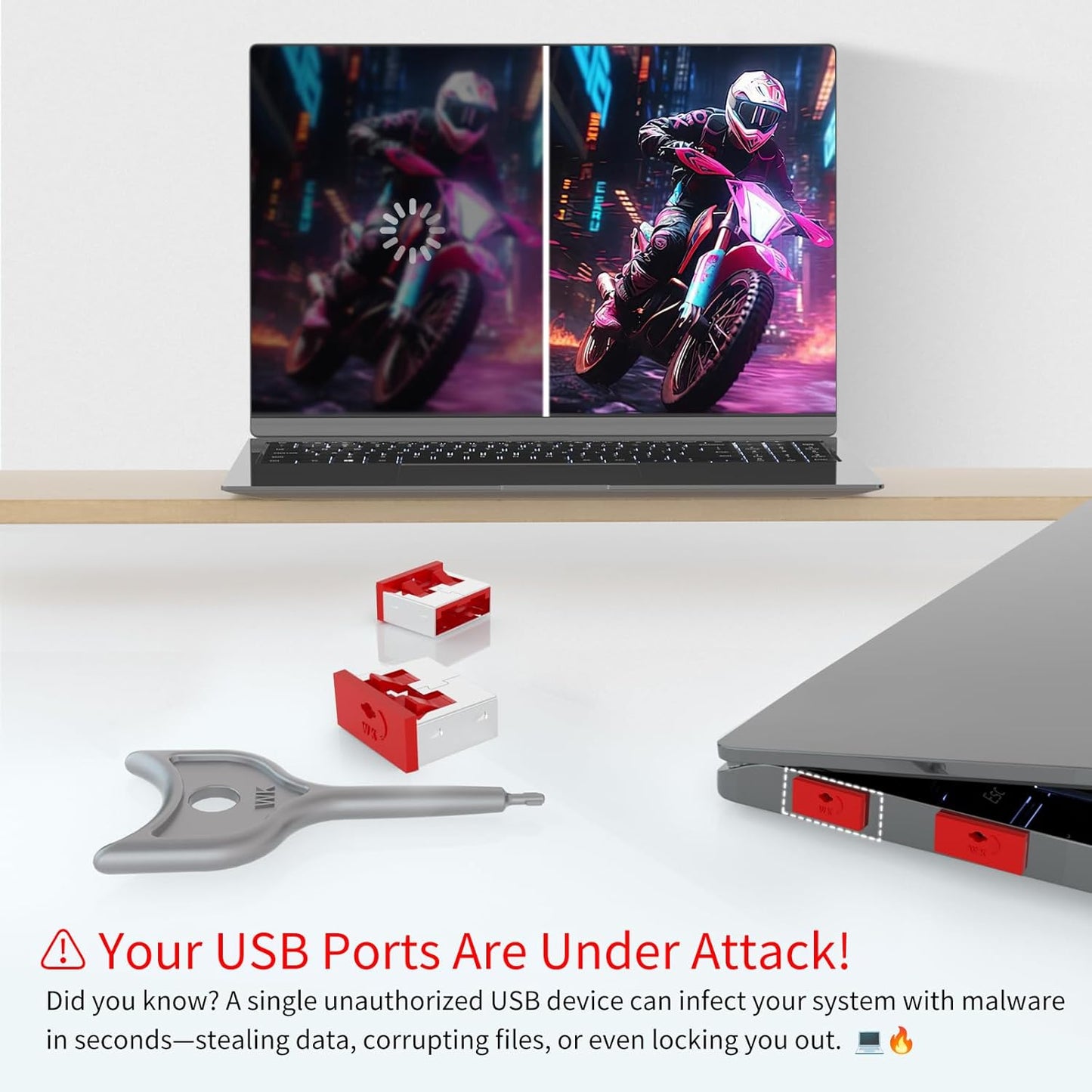 12PCS USB Metal Port Lock Blocker with 1 Key - Secure USB-A Port Protector for PC/Laptop, Anti-Theft Data Security Lock, Dust & Moisture Proof Cover, Removable Type-A Connector Red