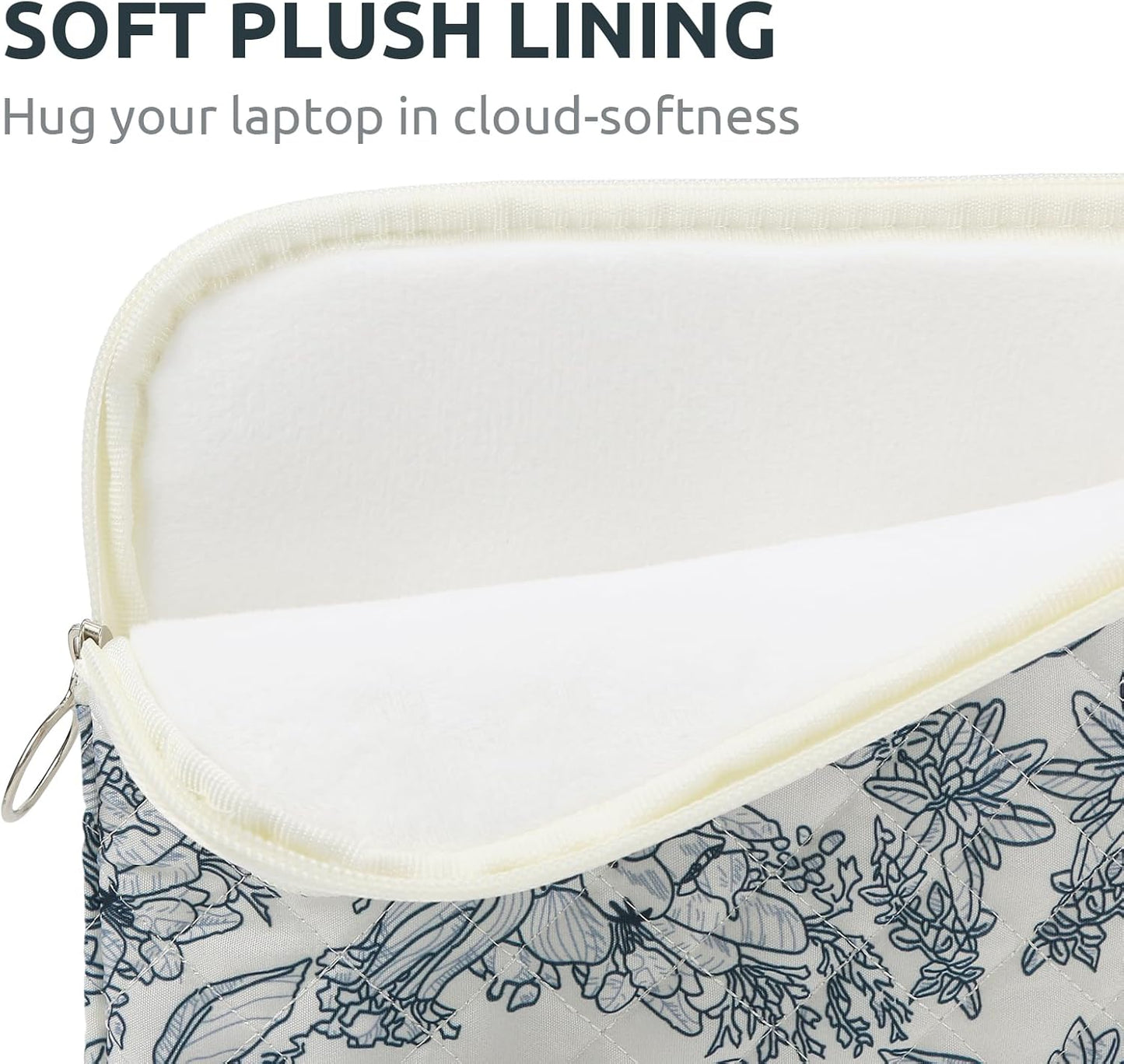 Puffy Laptop Sleeve 13-15.6 Inch Cute Quilted Laptop Protective Case Padded Floral Computer Sleeve for MacBook (B-Dark Blue, 11 Inch)