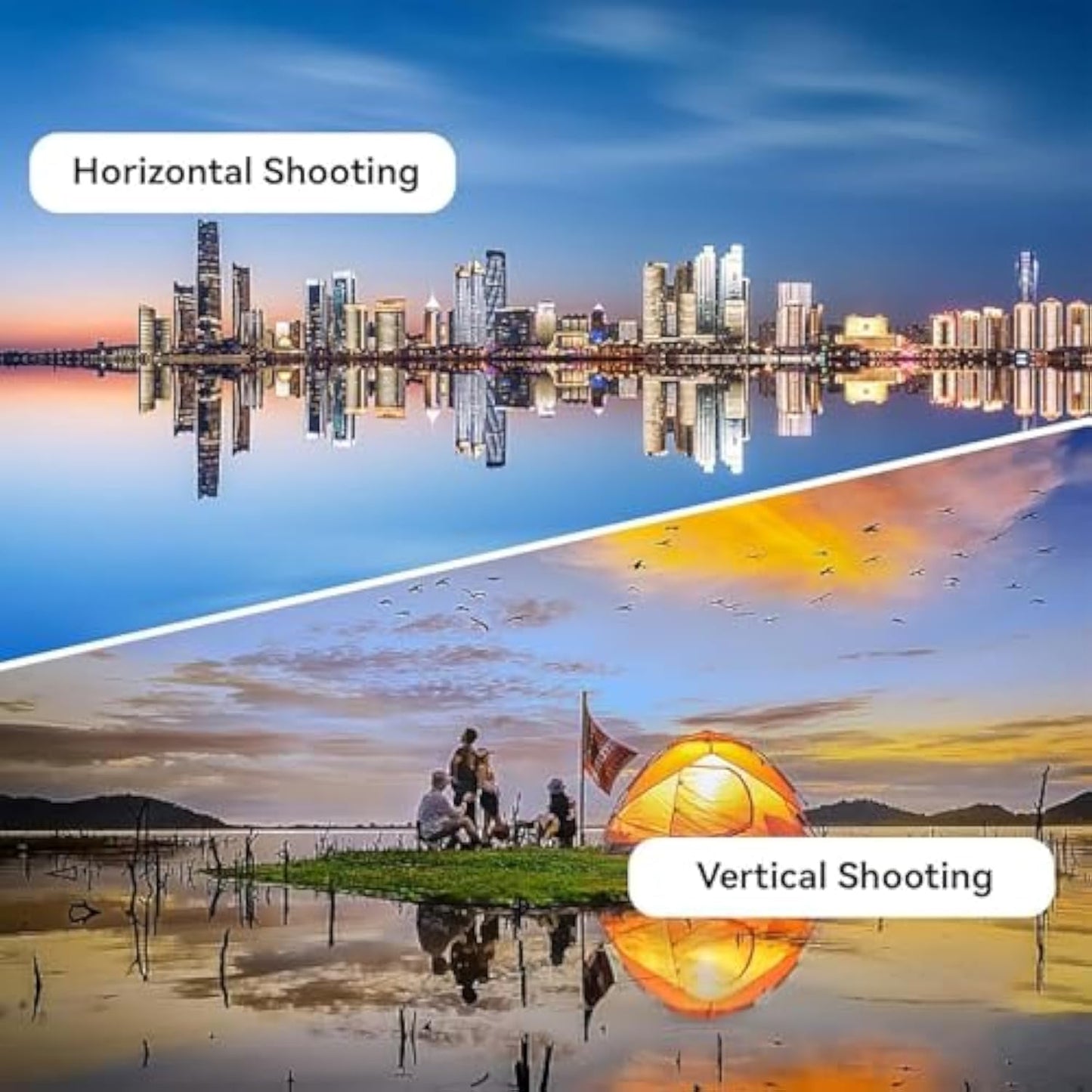 Mirror Effect Lens - Capture Stunning Reflections Instantly, Smartphone Camera Mirror Reflection Clip Kit, Mirror for Phone to Use Back Camera, for Travel Photography (Black +White)