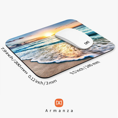 Square Mouse Pad Beach Sunset, Personalized Premium-Textured Custom Mouse Mat Design, Washable Mousepad Cloth, Non-Slip Rubber Base Computer Mouse Pads for Wireless Mouse