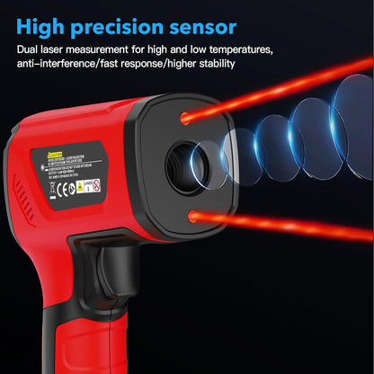 -40℉~2912℉ MESTEK Infrared Thermometer Temperature Gun,50:1 Dual Laser High Temp Thermometer with Thermocouple Probe, Non-Contact Industrial Pyrometer for Engine, Kiln, Forging, Industrial Use