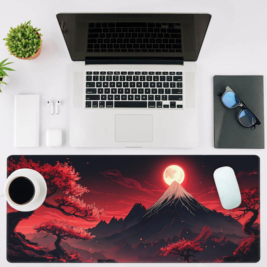Mouse Pad Large Japanese Landscap Non-Slip Game Desk Mat with Stitched Edge Laptop Keyboard Desk Pad for Work Home Gaming (35.4 x 15.7 Inches)