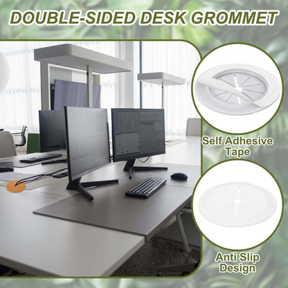PATIKIL Desk Grommet 2-1/16", 8 Pcs Round Cable Grommet Cord Hole Cover with Adhesive Tape Flexible Table Wire Organizer for Office Home Table Countertop, White