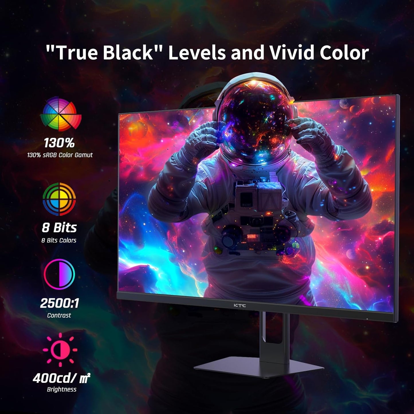 KTC 27'' 240hz Gaming Monitor 1440p(2560× 1440) 144Hz 1ms Fast HVA HDR400 130% sRGB HDMI & DisplayPort AdaptiveSync VESA Tilt Eye Care