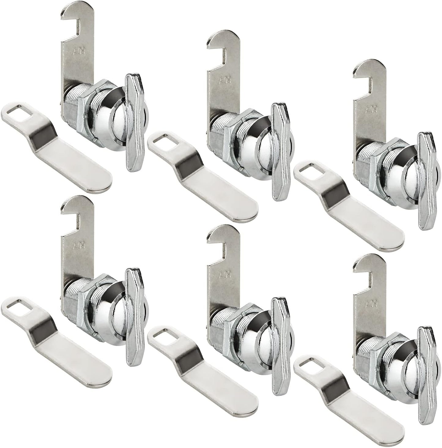 1" Thumb Operated Offset Cam Lock, 6Pcs Non-Locking Compartment Lock, RV Compartment Camper Storage Door, Vehicles, Cabinet Mailbox Drawer Replacement Cam Lock Silver