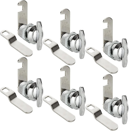 1" Thumb Operated Offset Cam Lock, 6Pcs Non-Locking Compartment Lock, RV Compartment Camper Storage Door, Vehicles, Cabinet Mailbox Drawer Replacement Cam Lock Silver